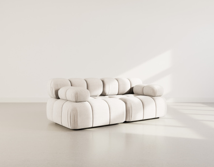 Canapé droit modulable 2 places en velours texturé Ruby