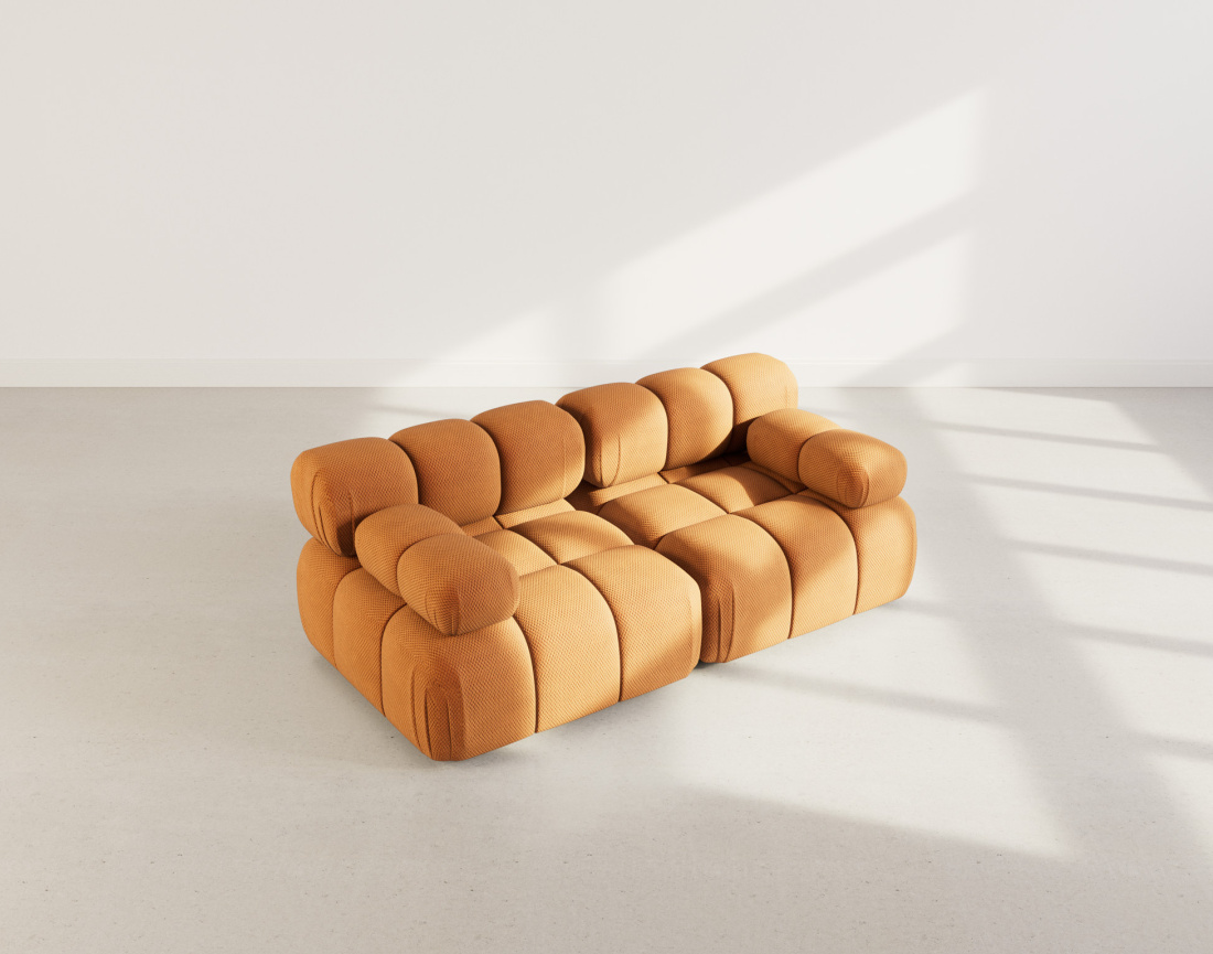 Canapé droit modulable 2 places en velours texturé Ruby