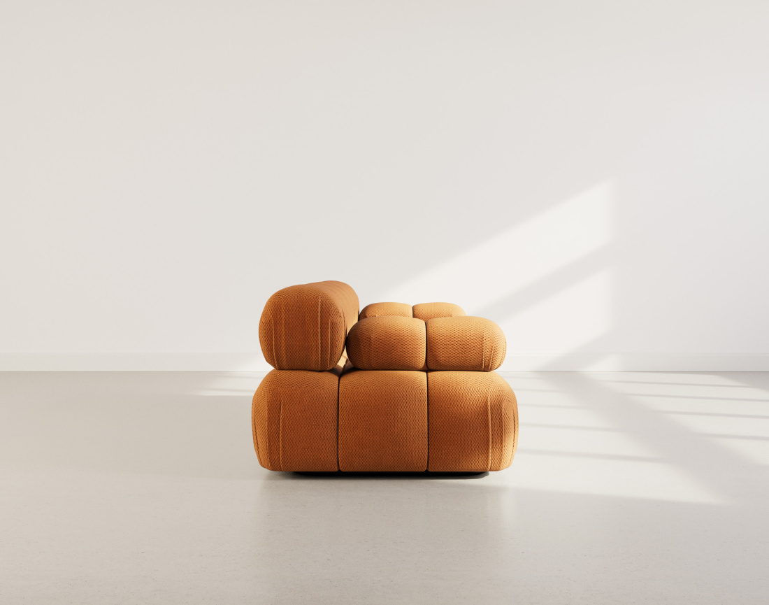 Canapé droit modulable 2 places en velours texturé Ruby