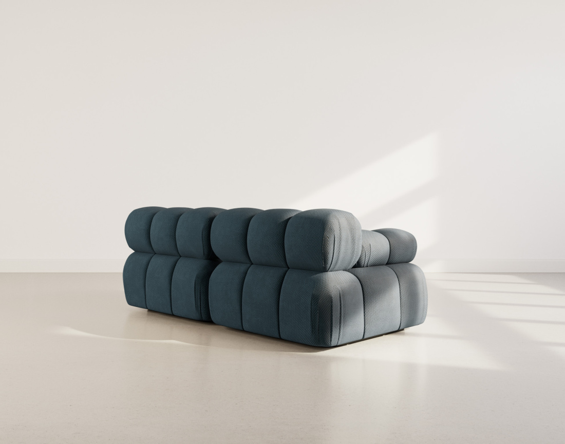 Canapé droit modulable 2 places en velours texturé Ruby