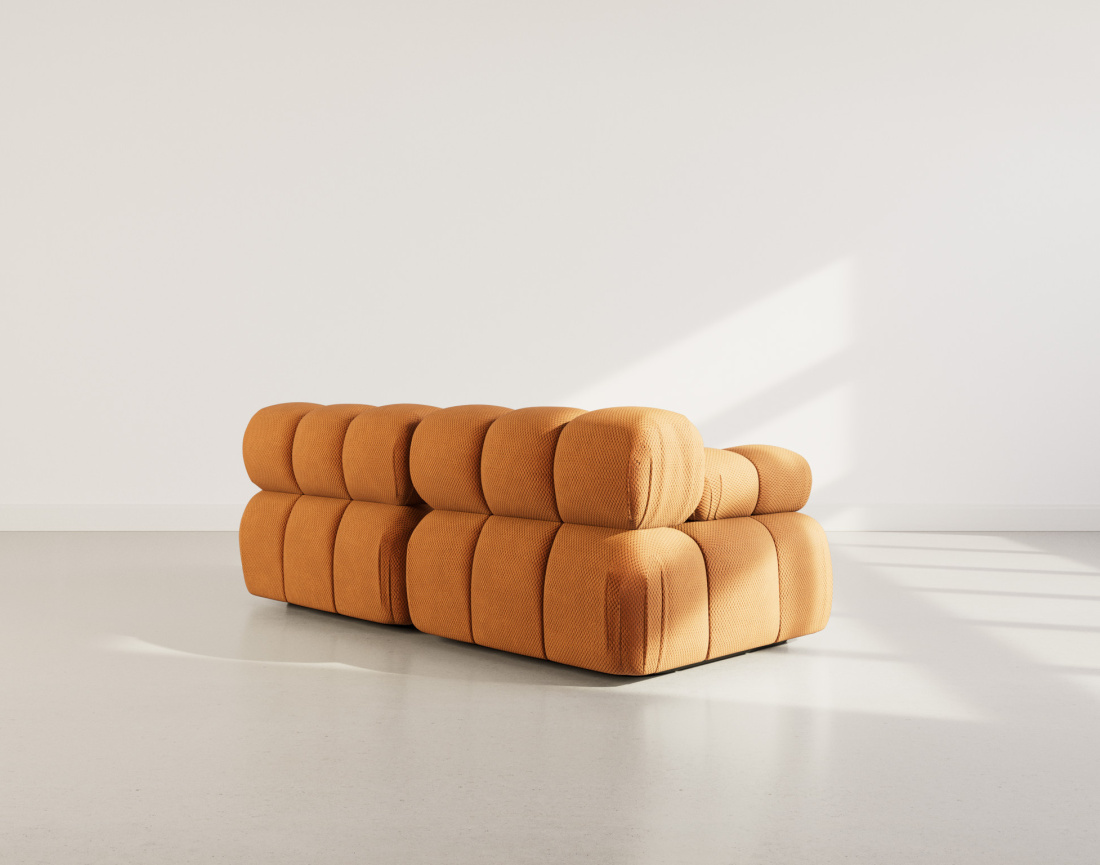 Canapé droit modulable 2 places en velours texturé Ruby