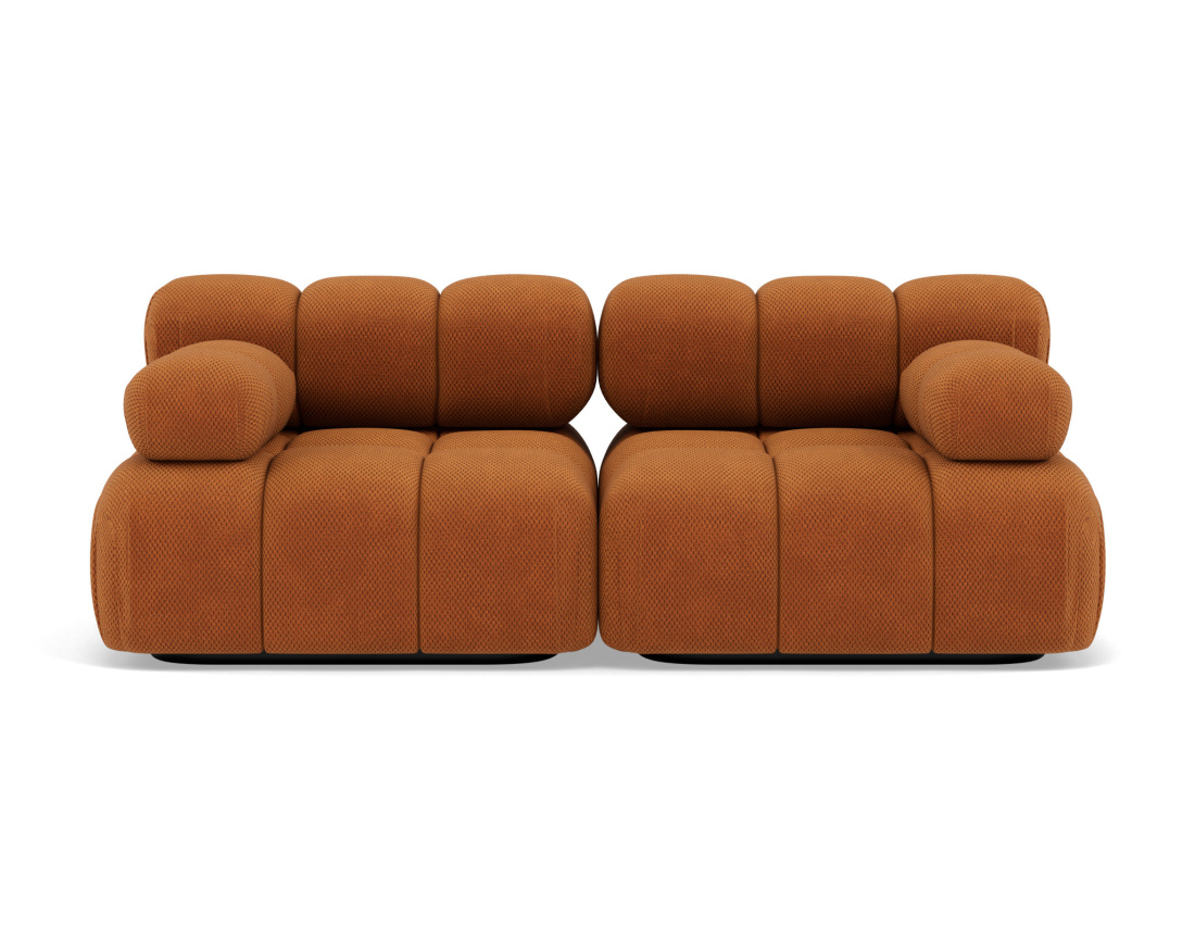 Canapé droit modulable 2 places en velours texturé Ruby