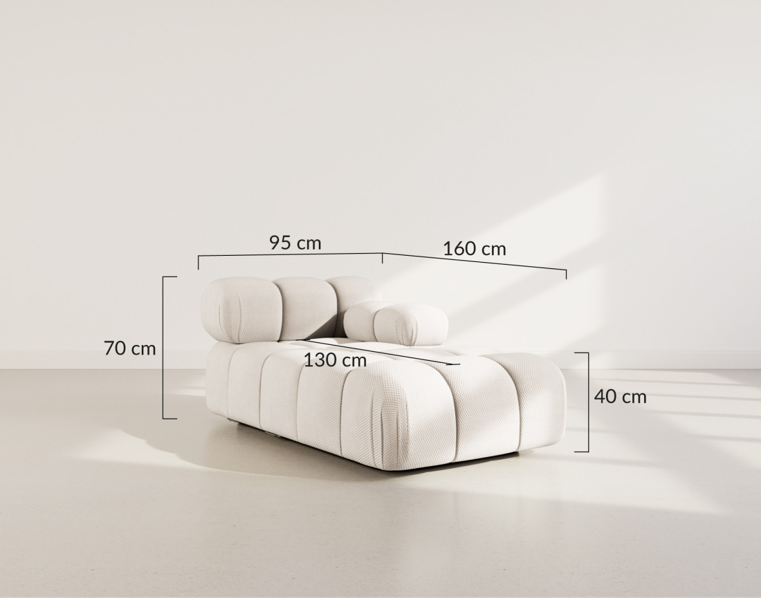 Module d'assise méridienne droite en velours texturé Ruby