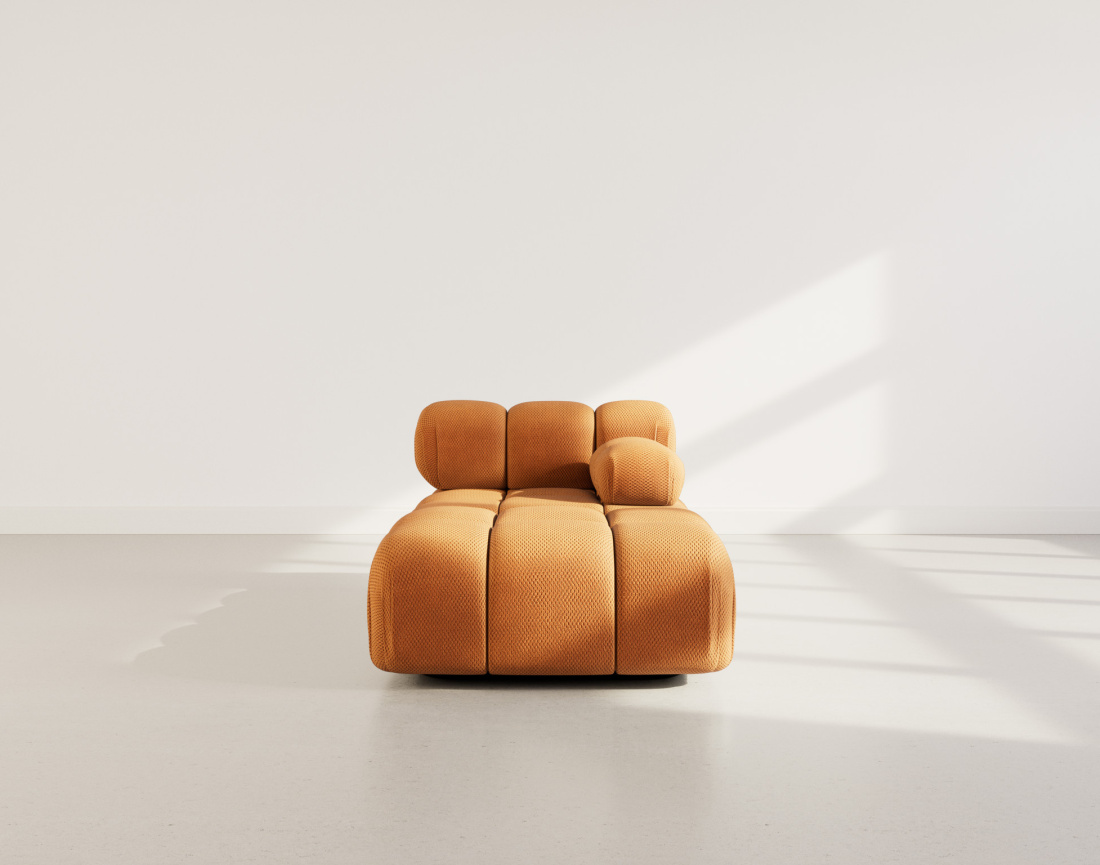 Module d'assise méridienne droite en velours texturé Ruby