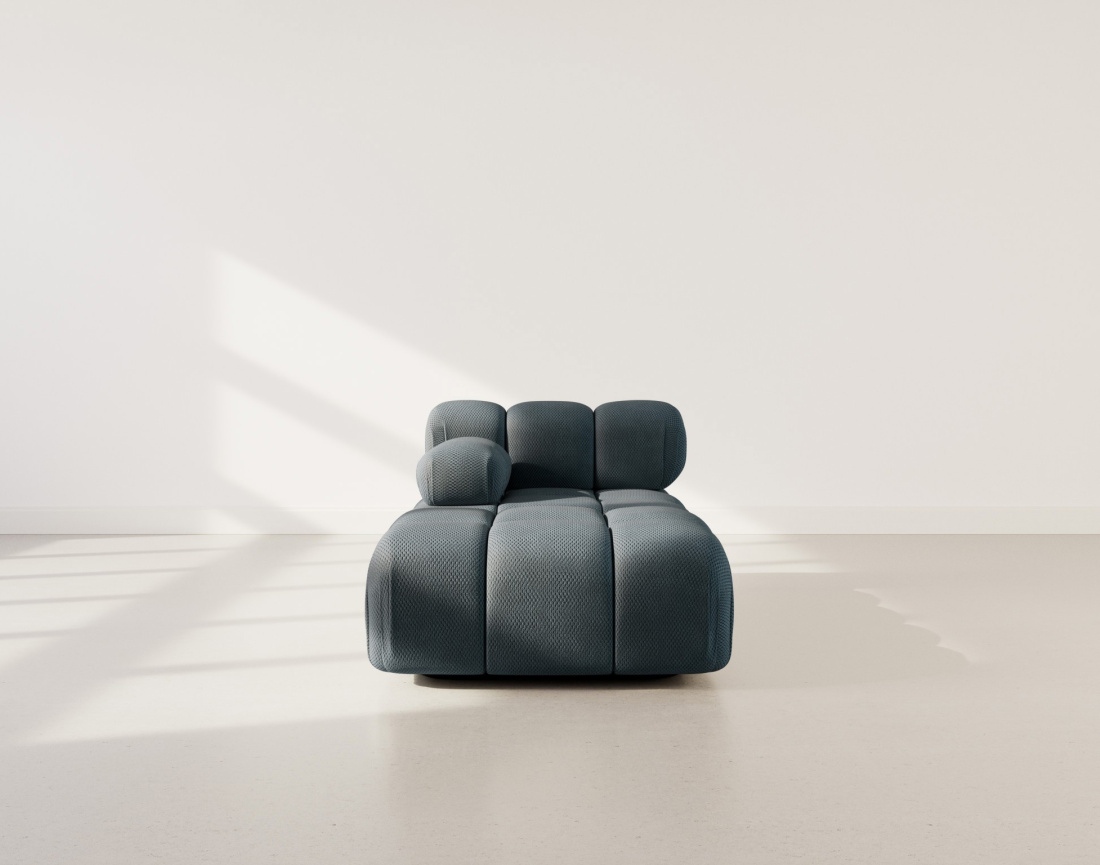 Module d'assise méridienne gauche en velours texturé Ruby