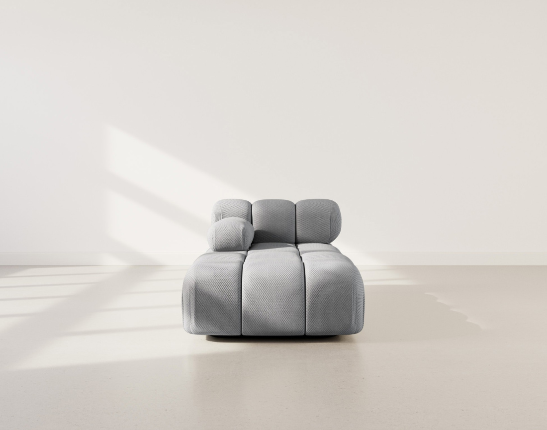 Module d'assise méridienne gauche en velours texturé Ruby