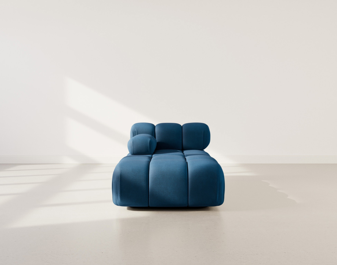 Module d'assise méridienne gauche en velours texturé Ruby