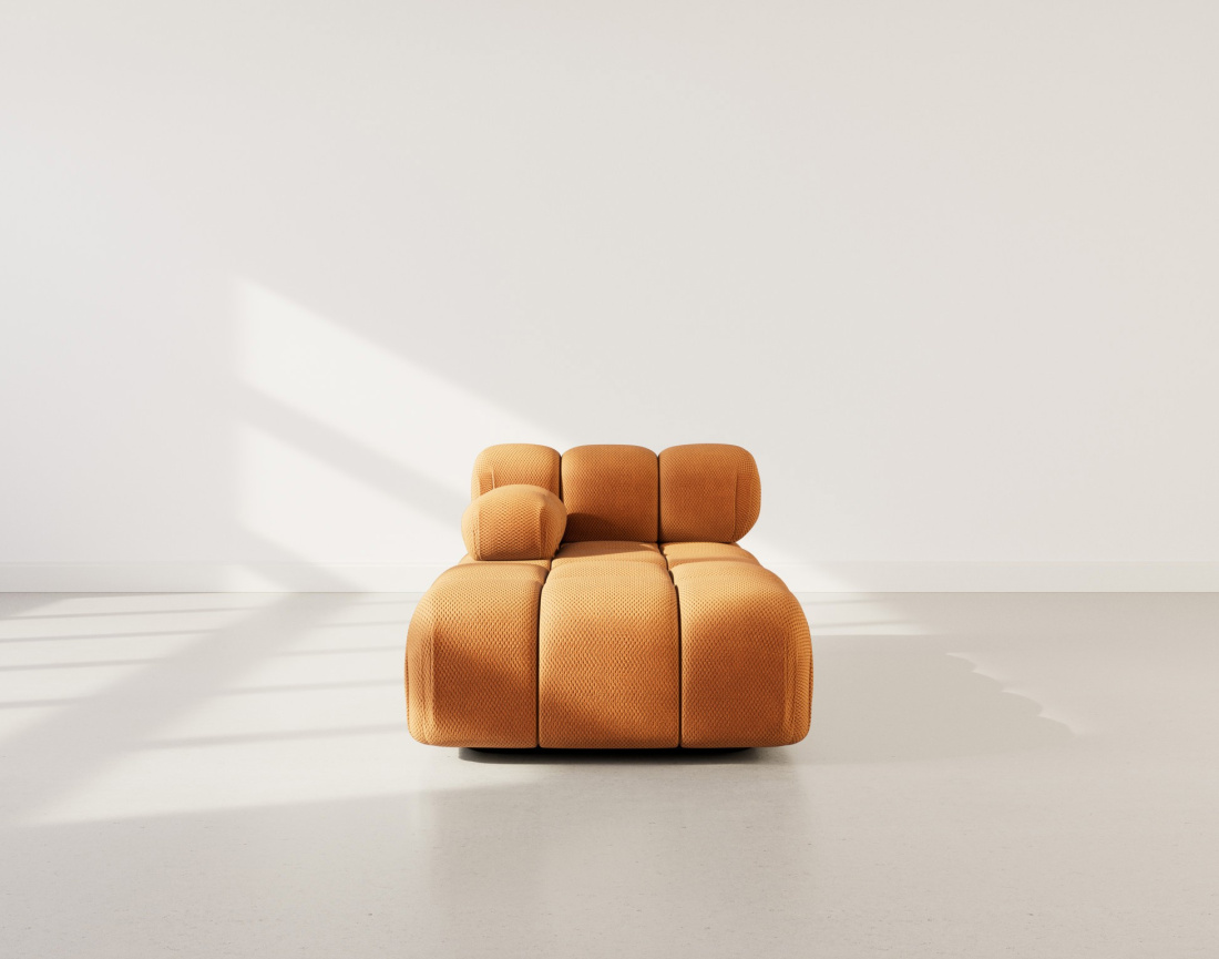 Module d'assise méridienne gauche en velours texturé Ruby