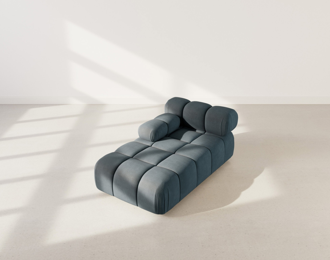 Module d'assise méridienne gauche en velours texturé Ruby