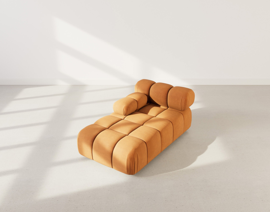 Module d'assise méridienne gauche en velours texturé Ruby