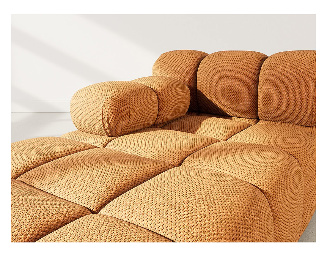 Module d'assise méridienne gauche en velours texturé Ruby