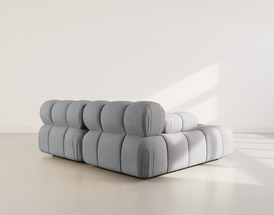 Canapé droit 4 places avec double méridienne assise profonde en velours texturé Ruby