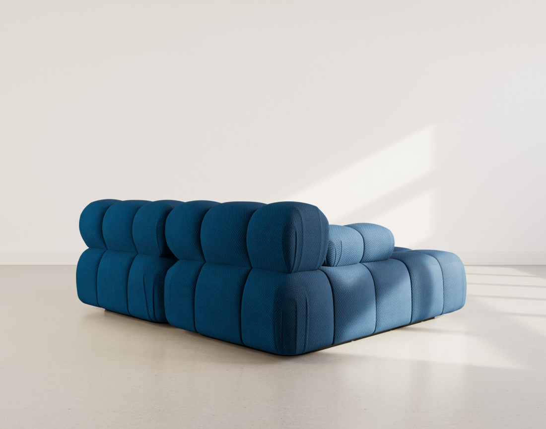 Canapé droit 4 places avec double méridienne assise profonde en velours texturé Ruby