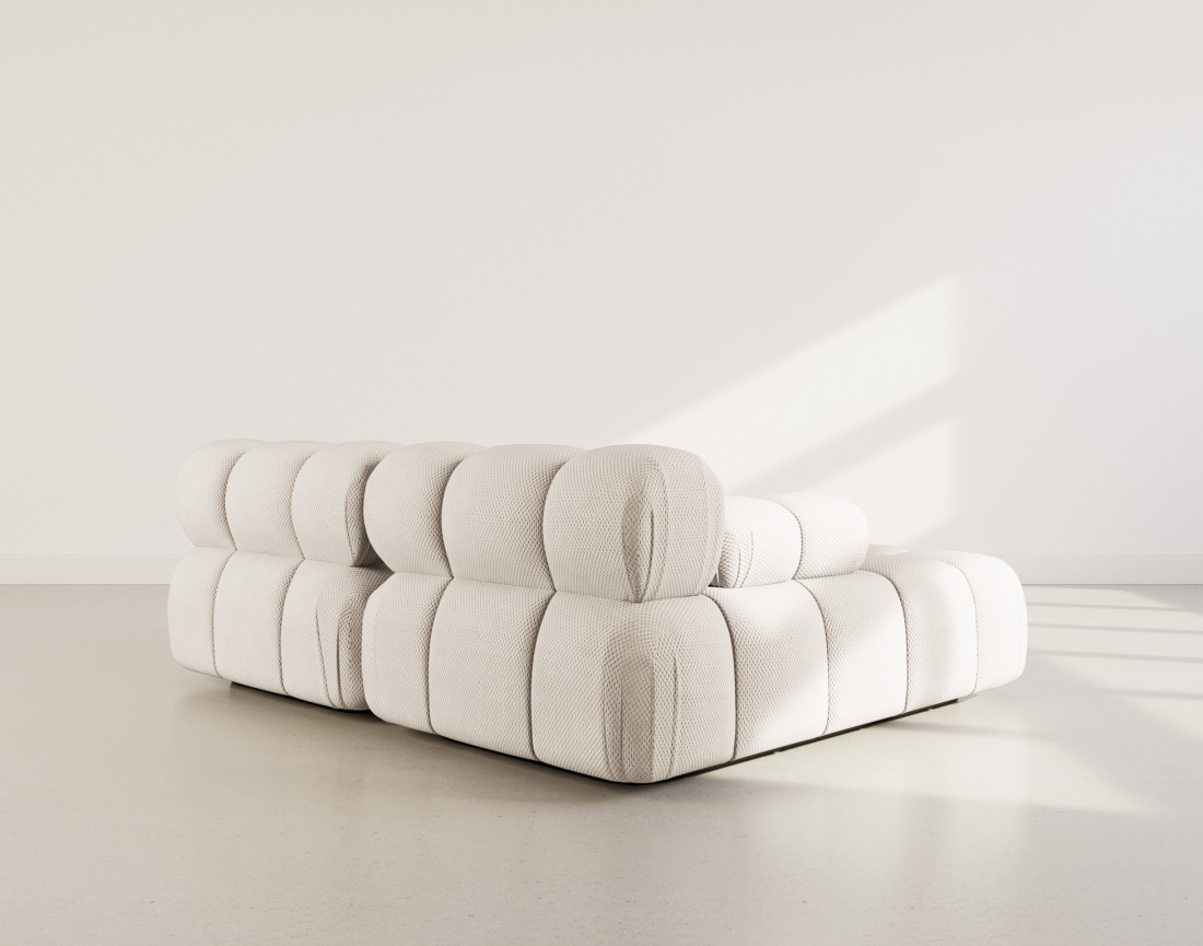 Canapé droit 4 places avec double méridienne assise profonde en velours texturé Ruby