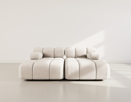 Canapé droit 4 places avec double méridienne assise profonde en velours texturé Ruby