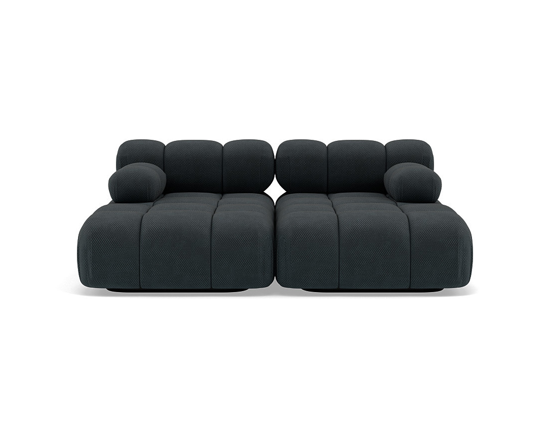 Canapé droit 4 places avec double méridienne assise profonde en velours texturé Ruby