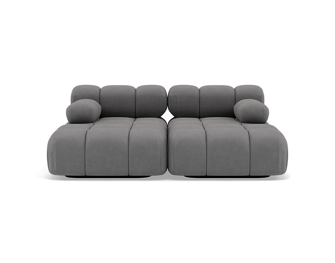 Canapé droit 4 places avec double méridienne assise profonde en velours texturé Ruby