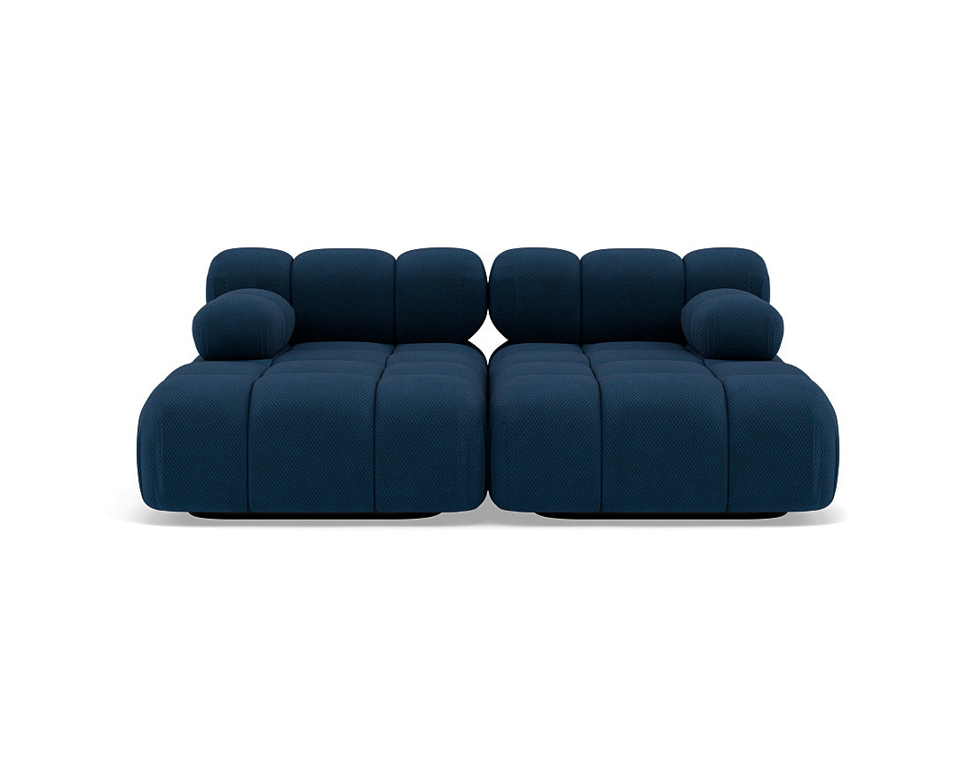 Canapé droit 4 places avec double méridienne assise profonde en velours texturé Ruby