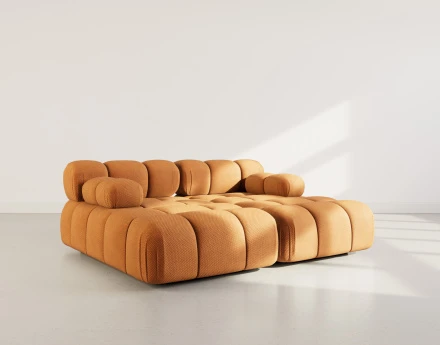 Canapé droit 4 places avec double méridienne assise profonde en velours texturé Ruby