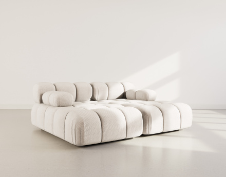 Canapé droit 4 places avec double méridienne assise profonde en velours texturé Ruby