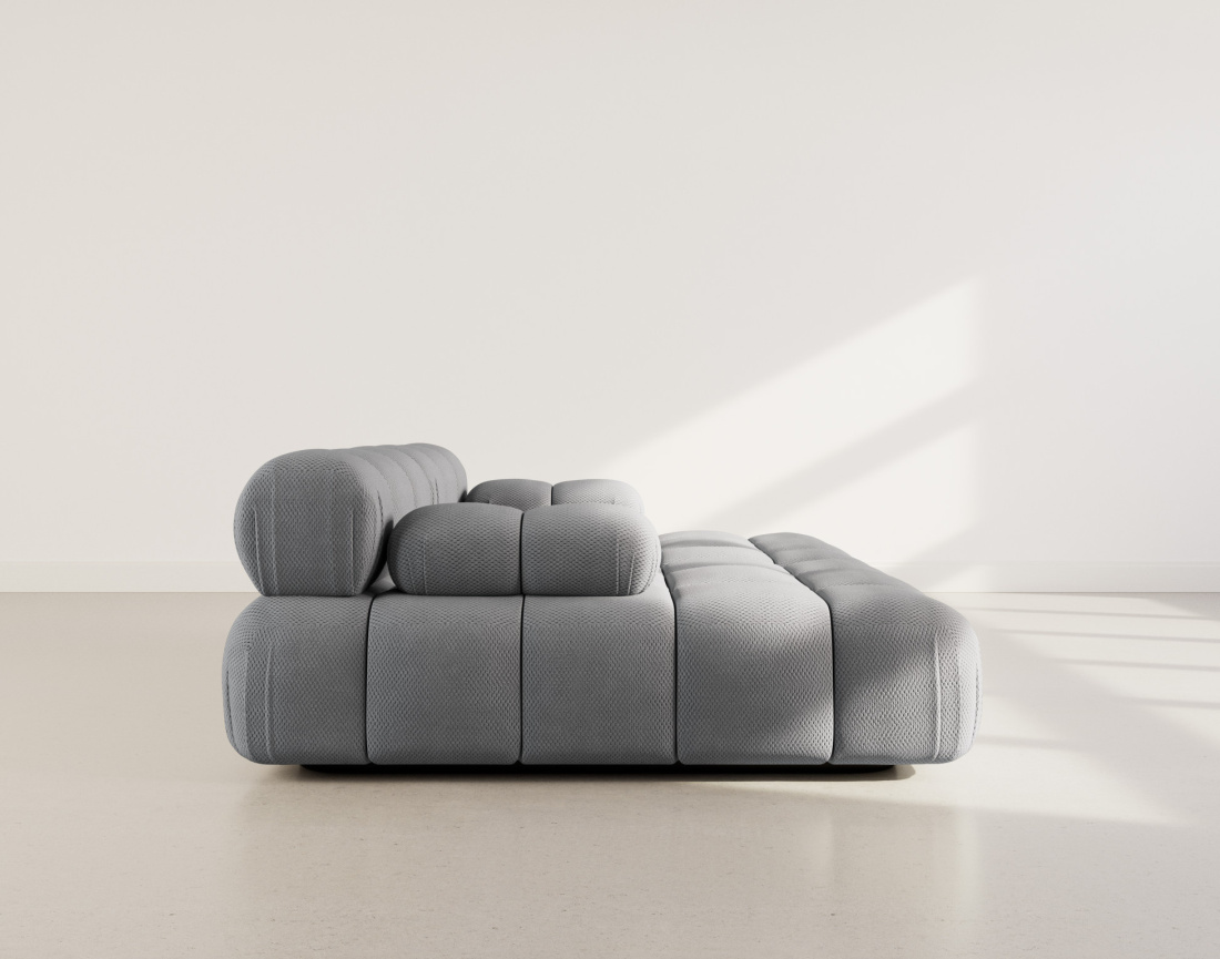 Canapé droit 4 places avec double méridienne assise profonde en velours texturé Ruby