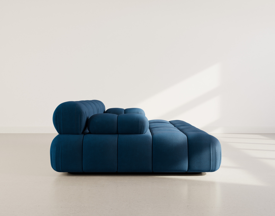 Canapé droit 4 places avec double méridienne assise profonde en velours texturé Ruby