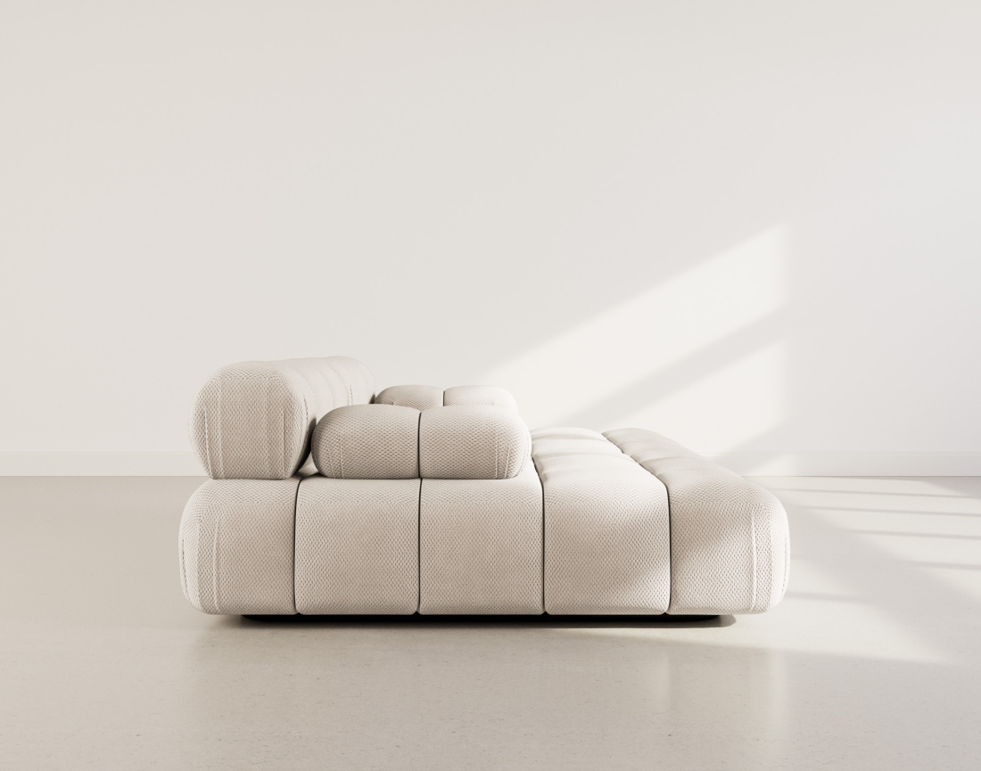 Canapé droit 4 places avec double méridienne assise profonde en velours texturé Ruby