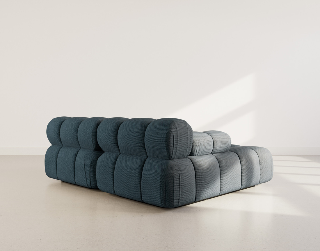 Canapé droit 4 places avec double méridienne assise profonde en velours texturé Ruby