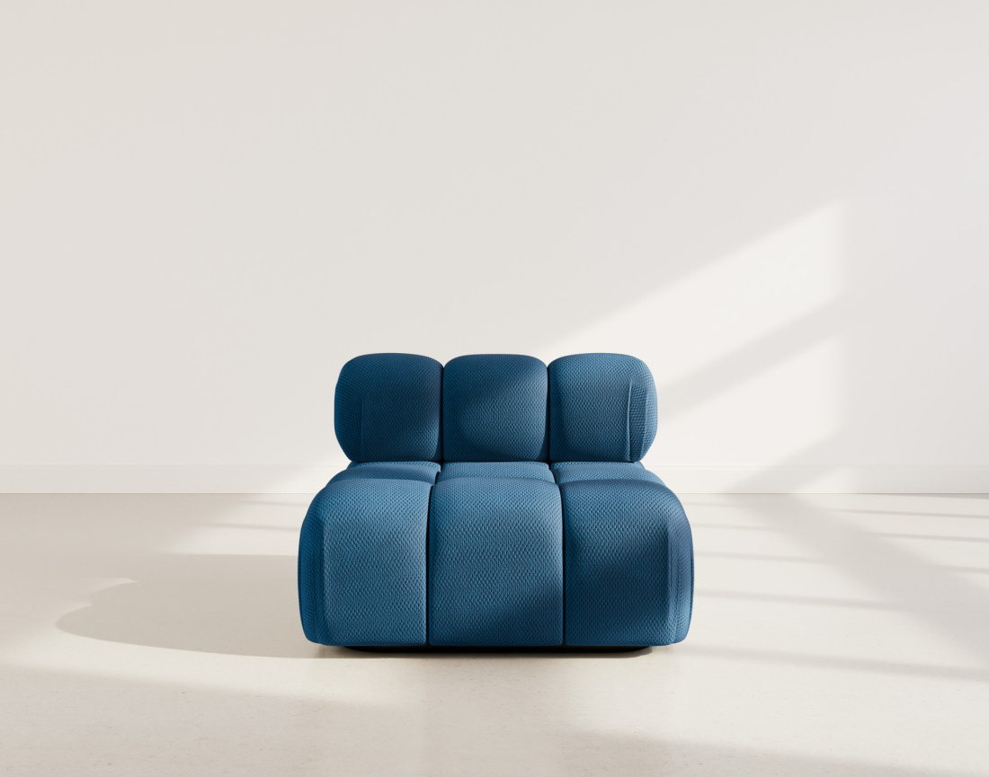 Module d'assise sans accoudoirs en velours texturé Ruby