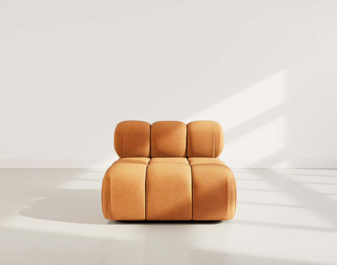 Module d'assise sans accoudoirs en velours texturé Ruby