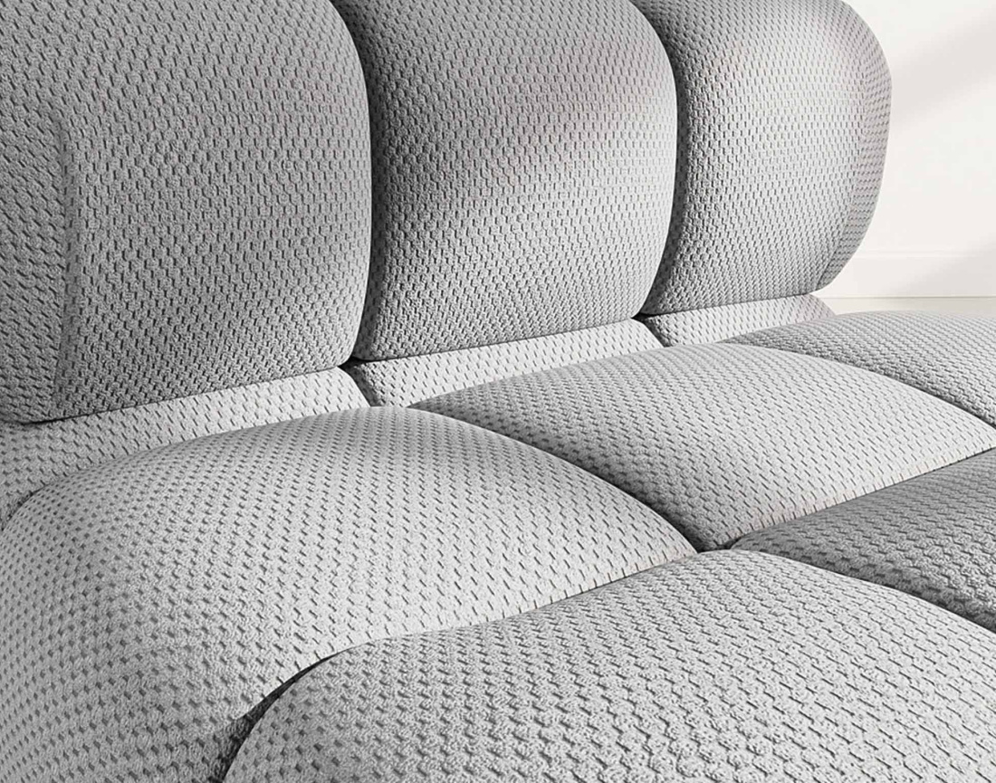 Module d'assise sans accoudoirs en velours texturé Ruby