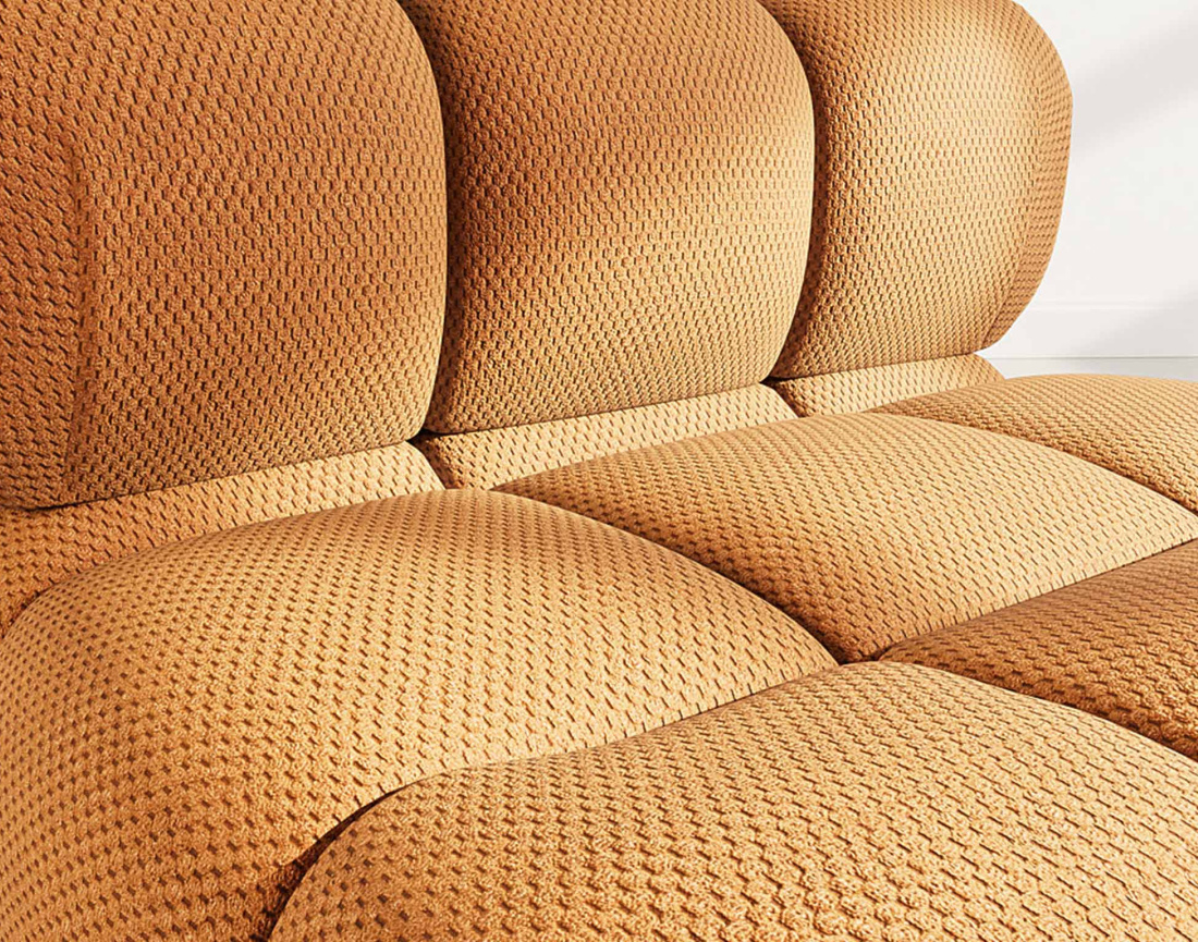 Module d'assise sans accoudoirs en velours texturé Ruby