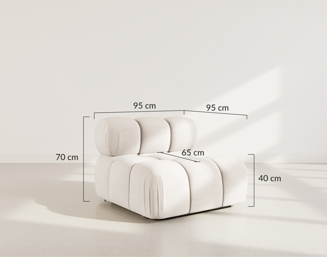 Module d'assise sans accoudoirs en velours texturé Ruby