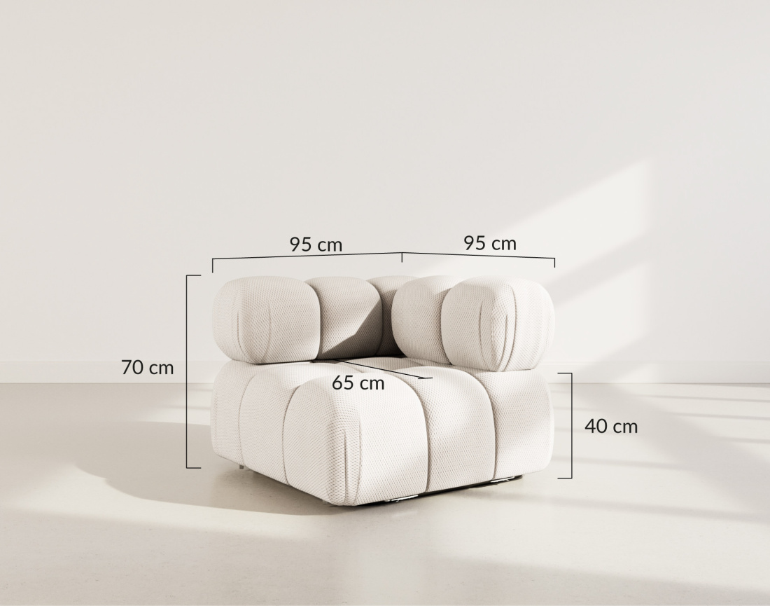 Module d'assise d'angle droit en velours texturé Ruby