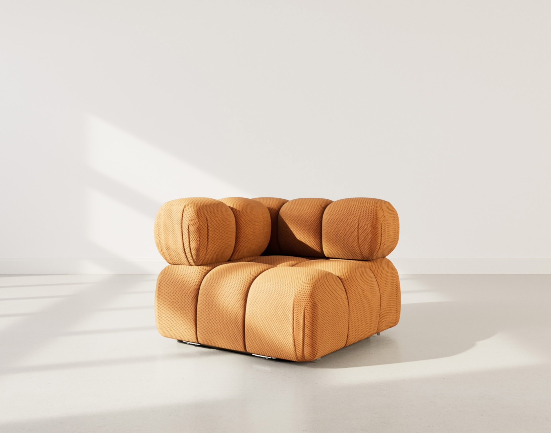 Module d'assise d'angle gauche en velours texturé Ruby