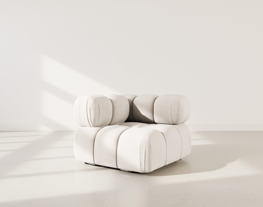 Module d'assise d'angle gauche en velours texturé Ruby