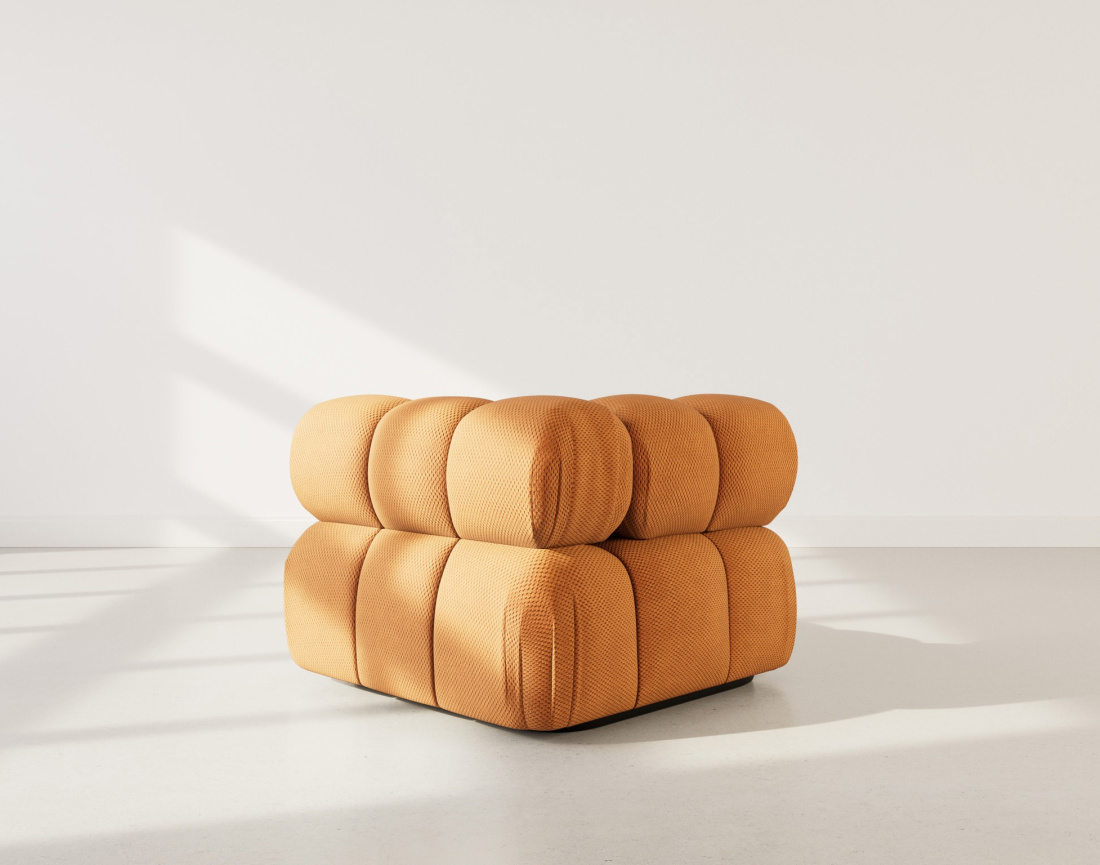 Module d'assise d'angle gauche en velours texturé Ruby