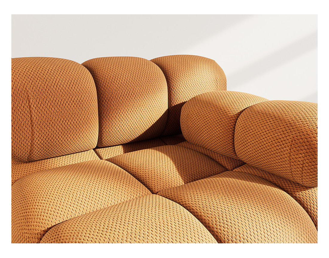 Module d'assise droit en velours texturé Ruby