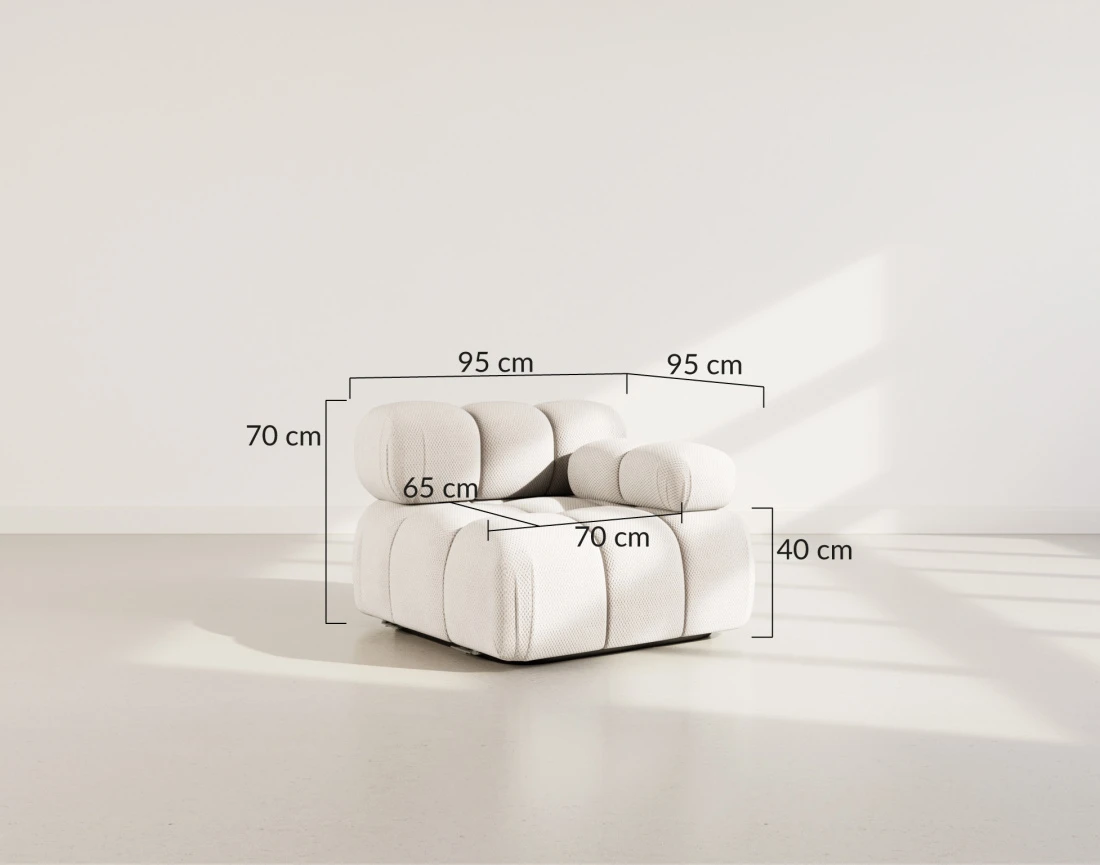 Module d'assise droit en velours texturé Ruby