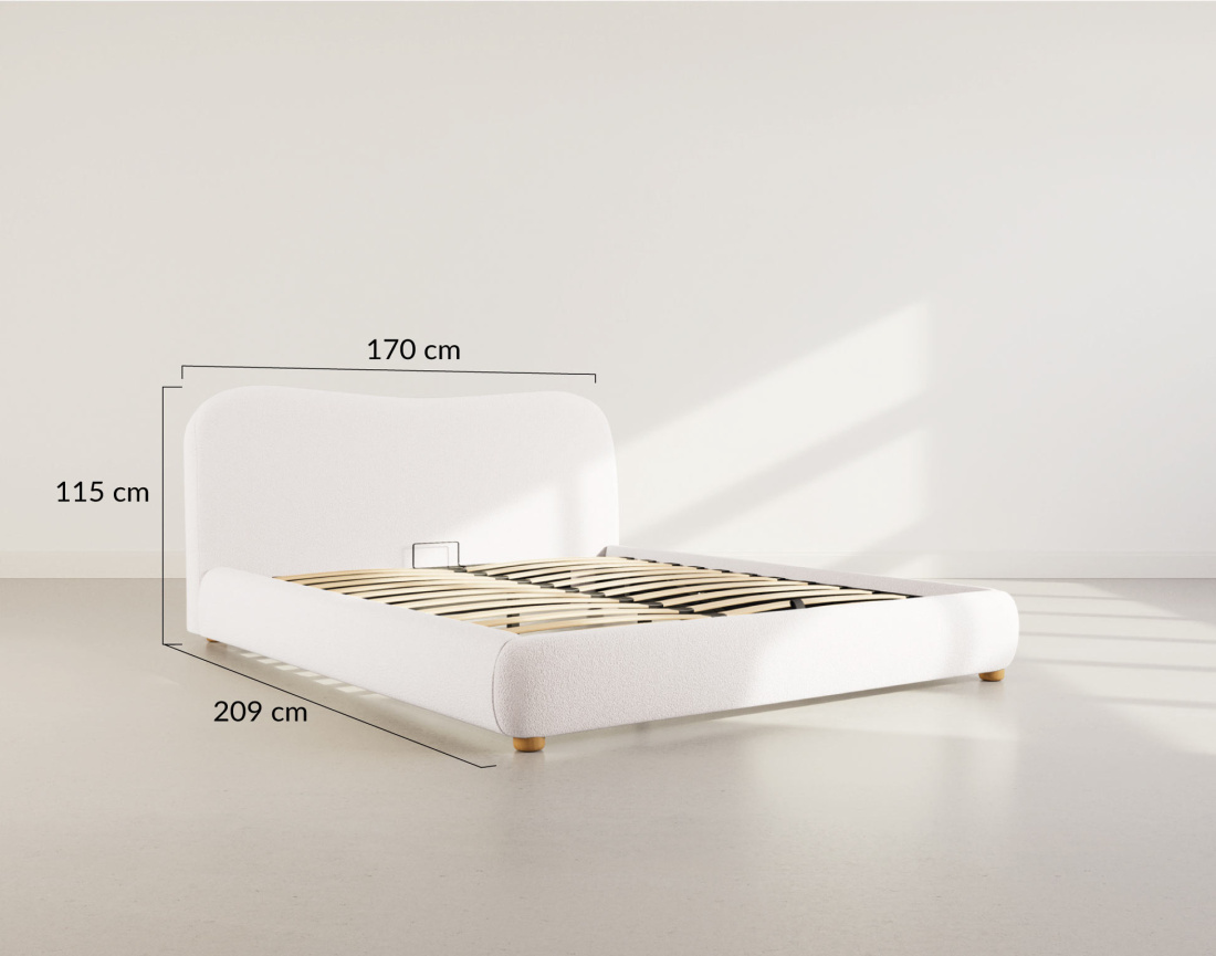 Lit coffre 160x200 cm en tissu bouclette Hugo