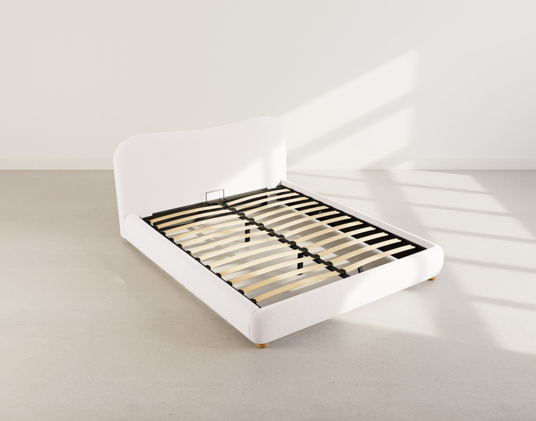 Lit coffre 160x200 cm en tissu bouclette Hugo