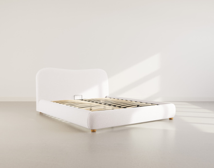 Lit coffre 160x200 cm en tissu bouclette Hugo