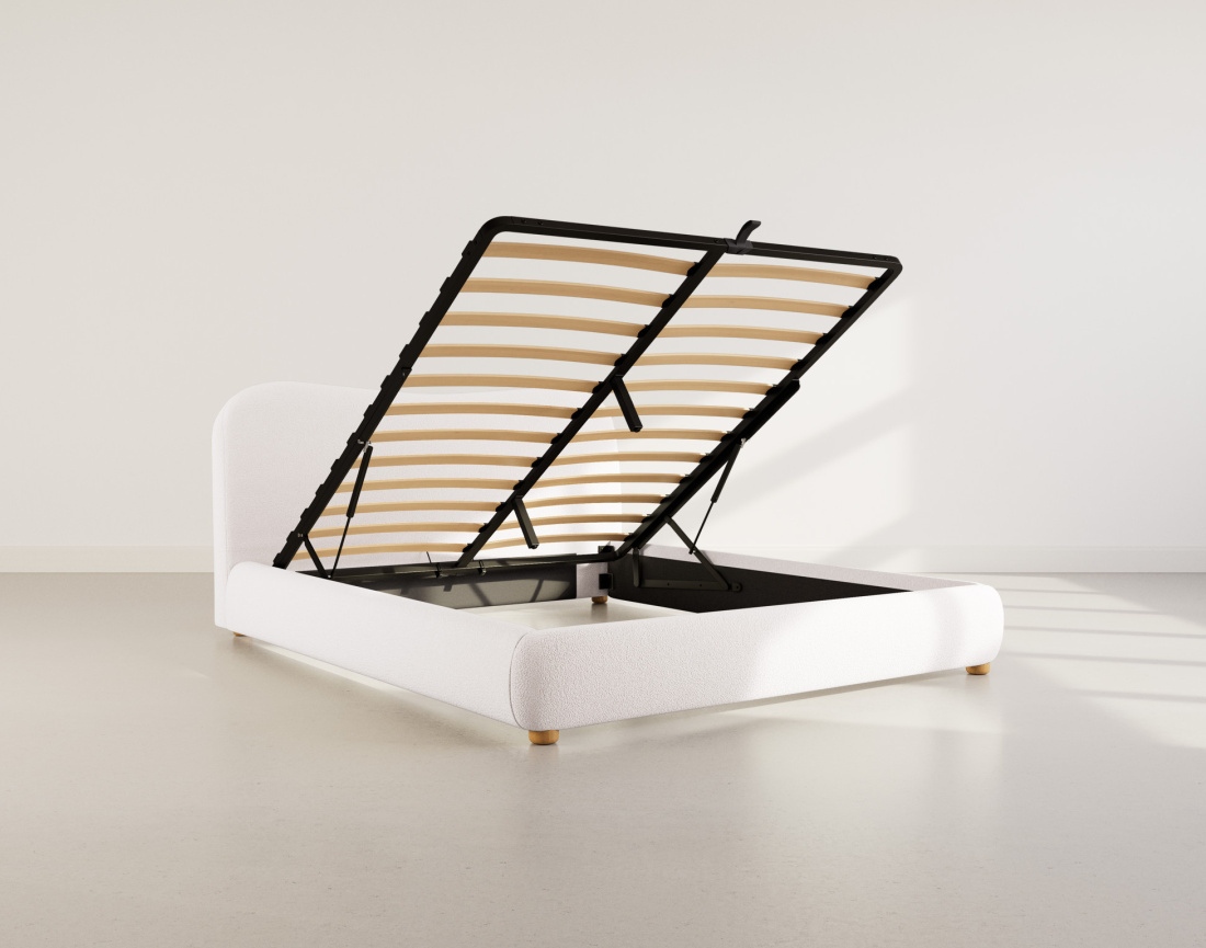 Lit coffre 160x200 cm en tissu bouclette Hugo