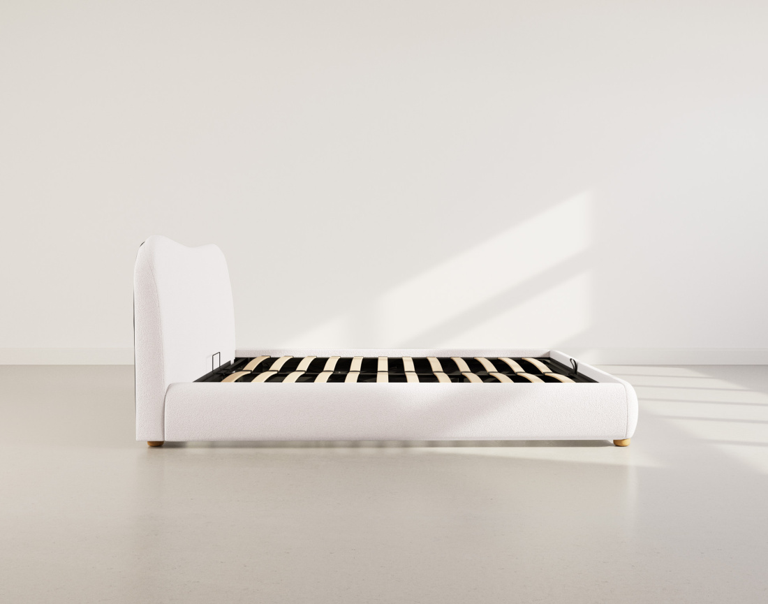 Lit coffre 160x200 cm en tissu bouclette Hugo