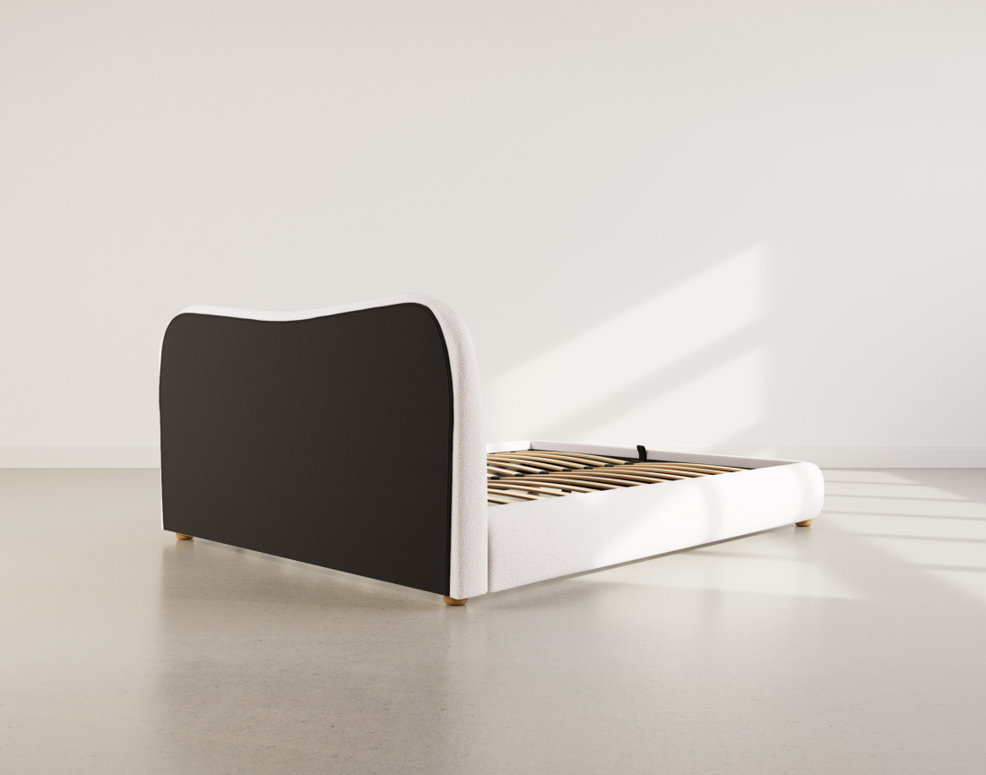 Lit coffre 160x200 cm en tissu bouclette Hugo