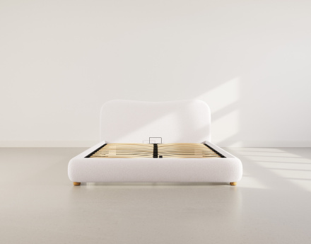 Lit coffre 160x200 cm en tissu bouclette Hugo