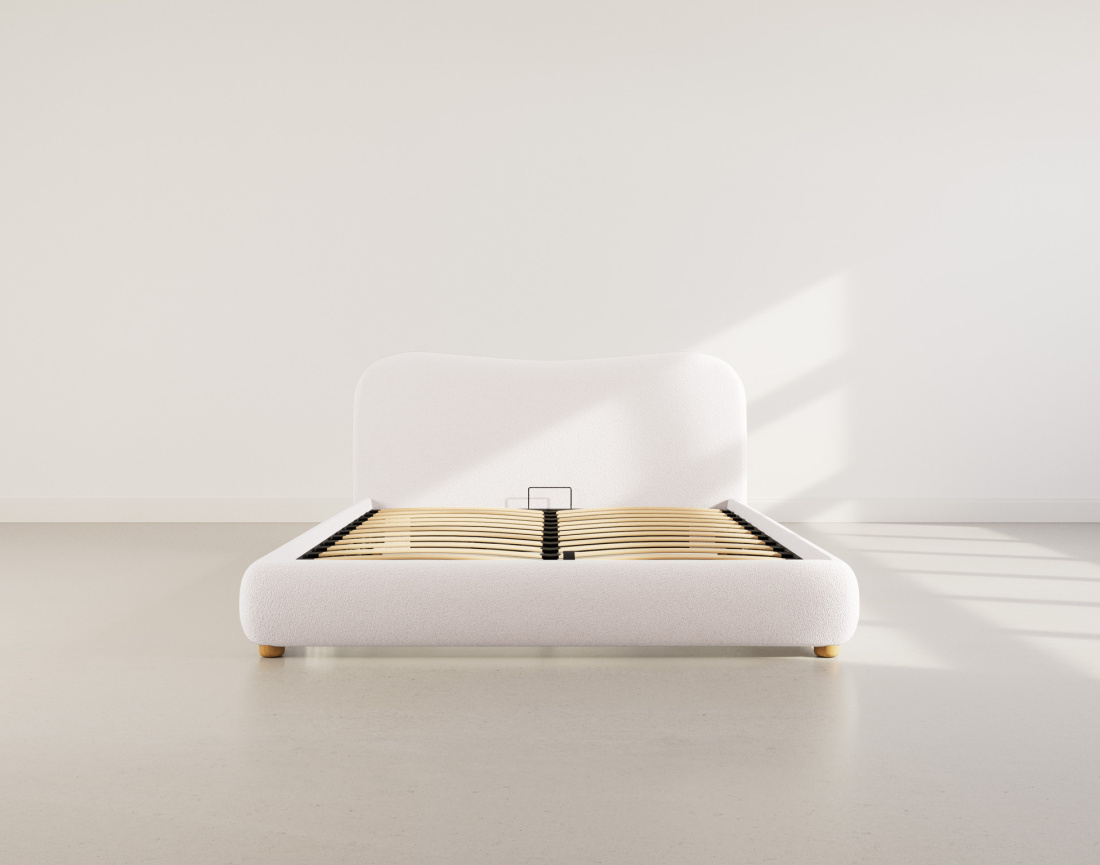 Lit coffre 160x200 cm en tissu bouclette Hugo