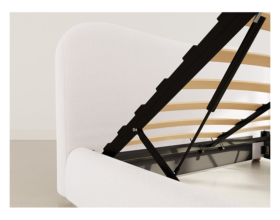 Lit coffre 160x200 cm en tissu bouclette Hugo