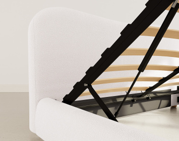 Lit coffre 160x200 cm en tissu bouclette Hugo