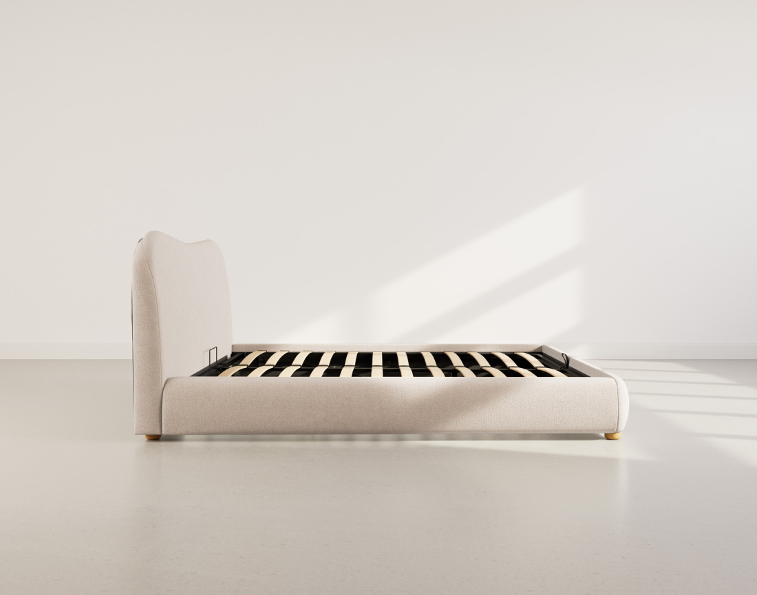 Lit coffre 160x200 cm en velours texturé Hugo